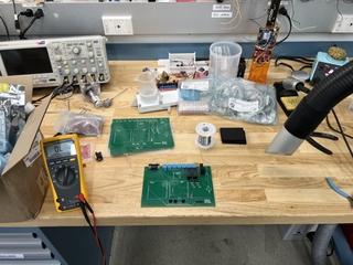 electronics equipment on a table.